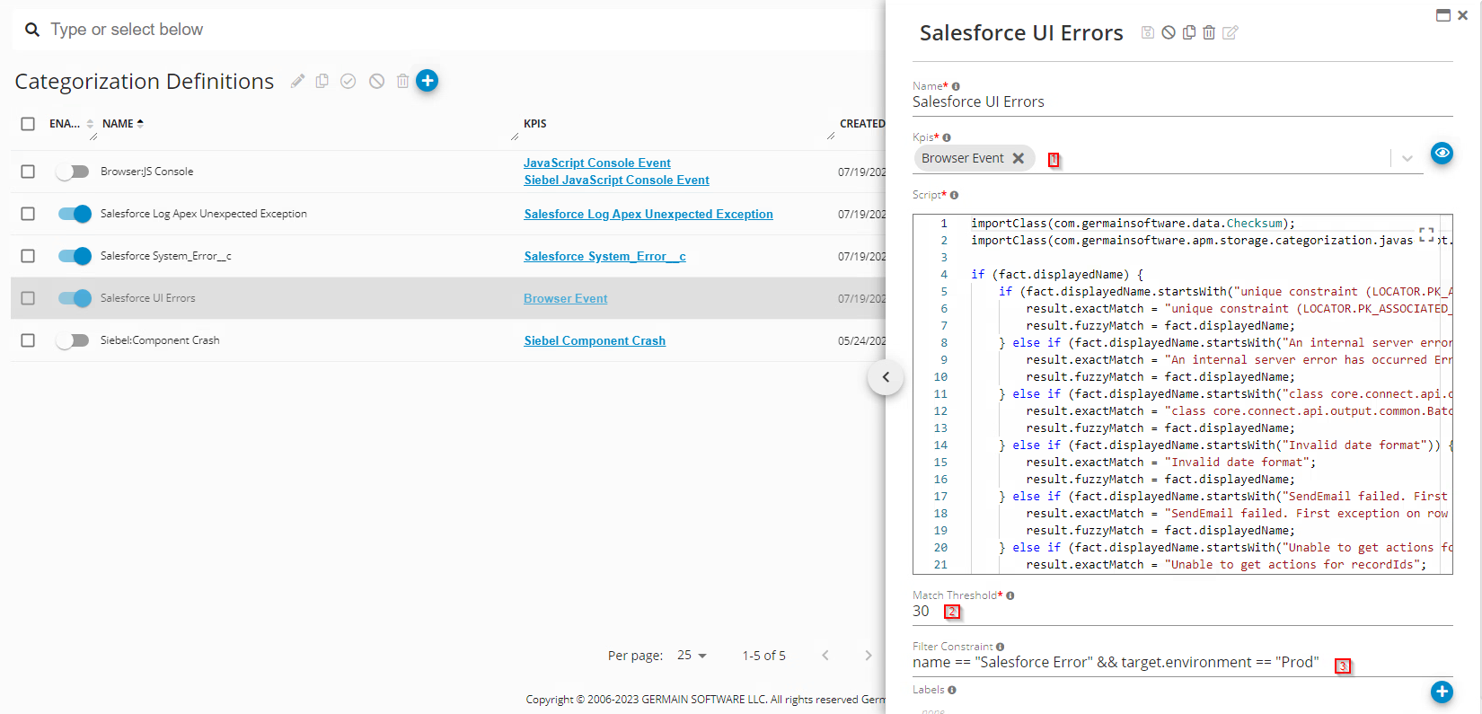 Error Monitoring for Salesforce Cloud (Configure): Create a Categorization Rule