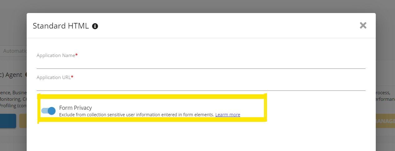 Form Privacy and UX Monitoring Profile View: Manage Form Privacy Rules