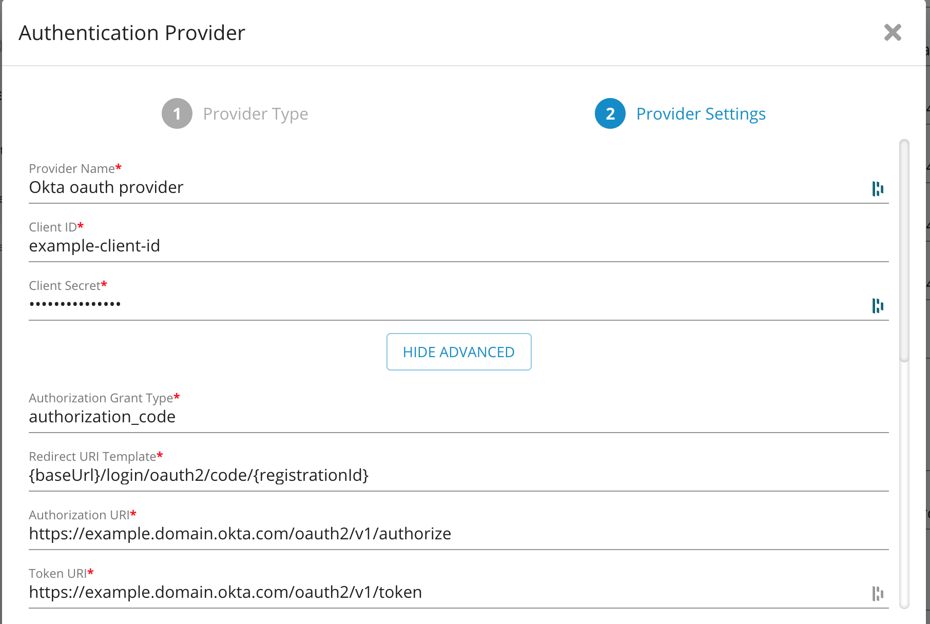 Okta User Management: Okta Provider Settings