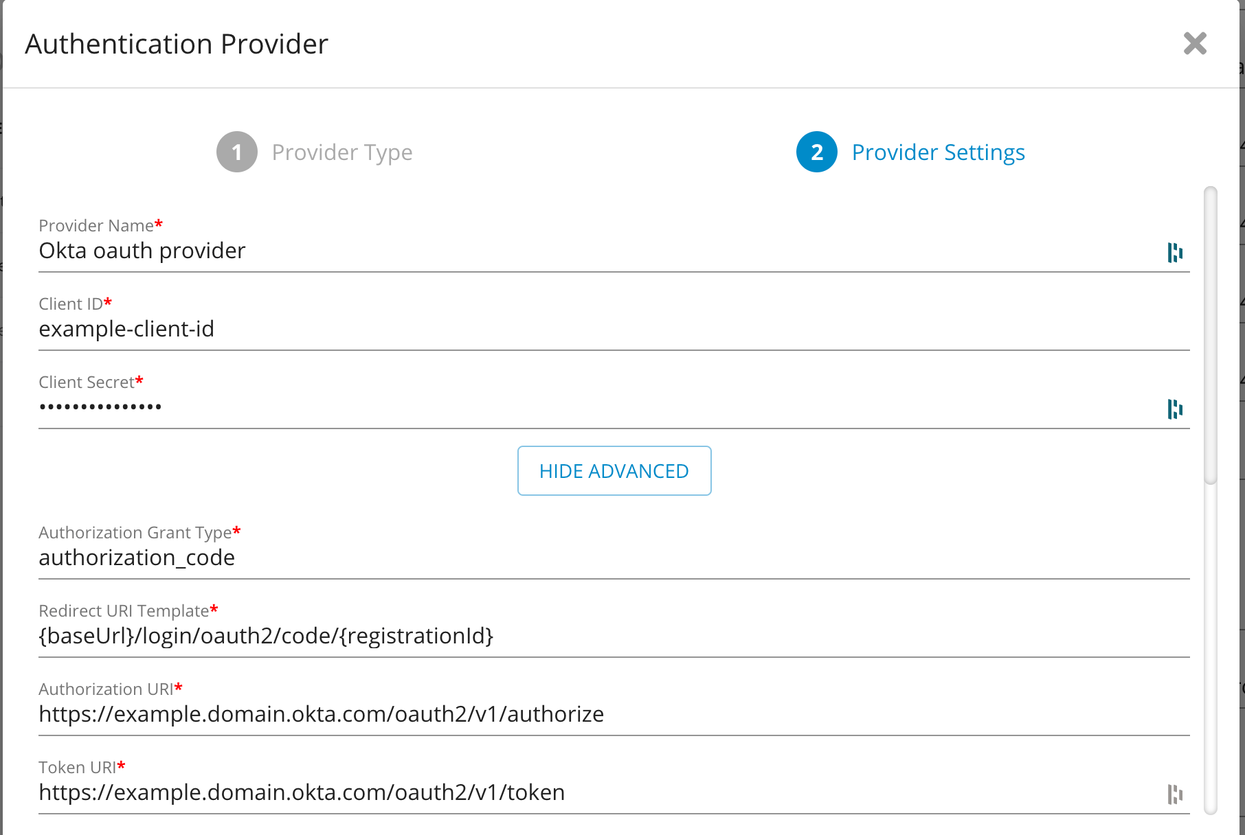 Okta User Management: Okta Provider Settings
