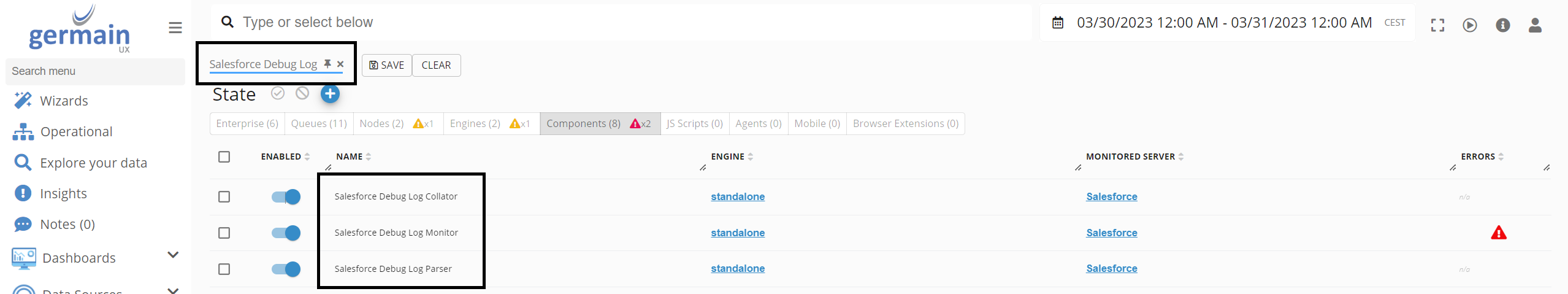 Debug Log Monitoring for Salesforce Cloud (Configure): Disable Debug Log Monitoring