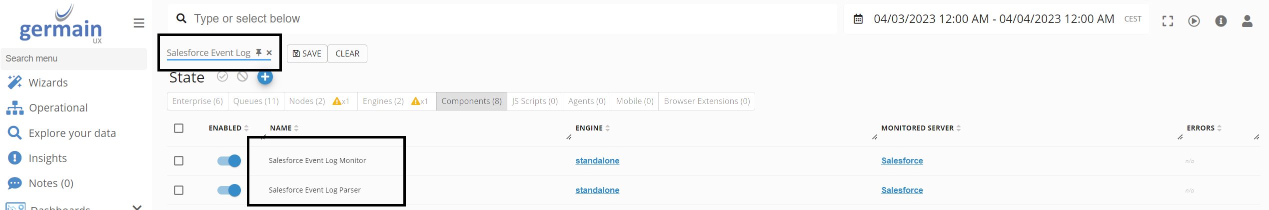 Log Monitoring for Salesforce Cloud (Configure): Disable Monitoring