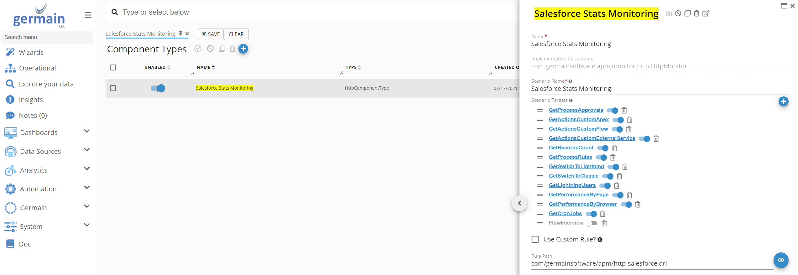 Stats Monitoring for Salesforce Cloud (Configure): Disable an Individual Statistics Query