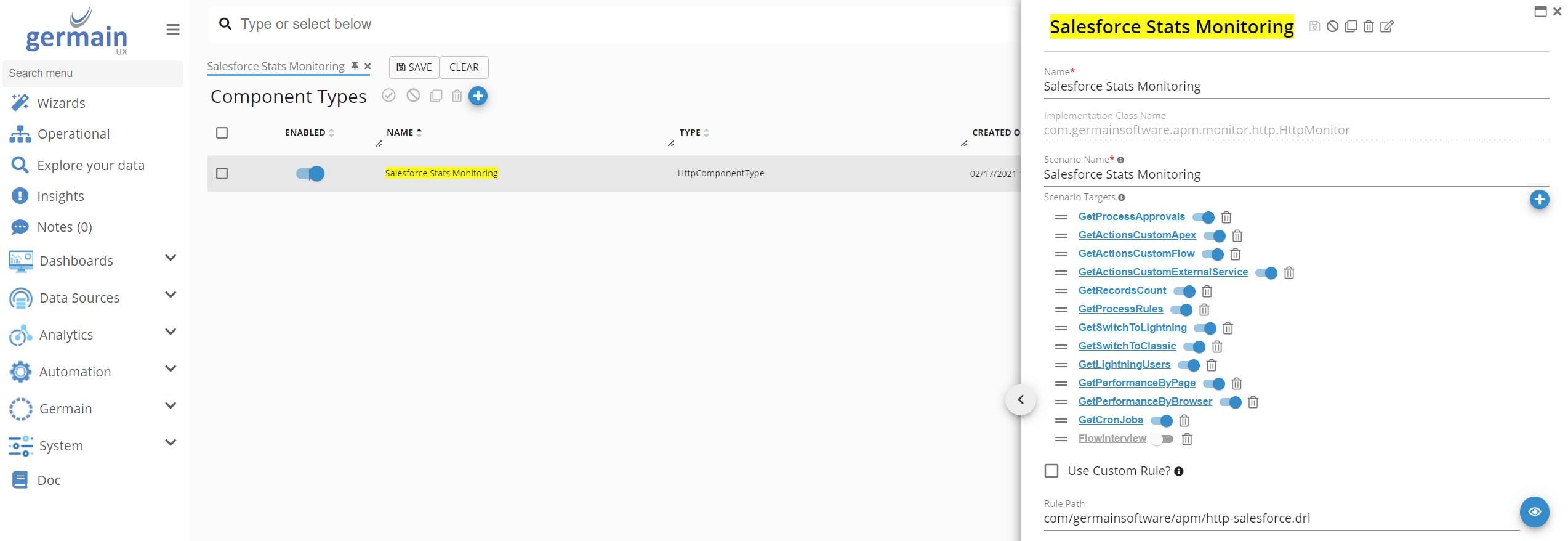 Stats Monitoring for Salesforce Cloud (Configure): Disable an Individual Statistics Query