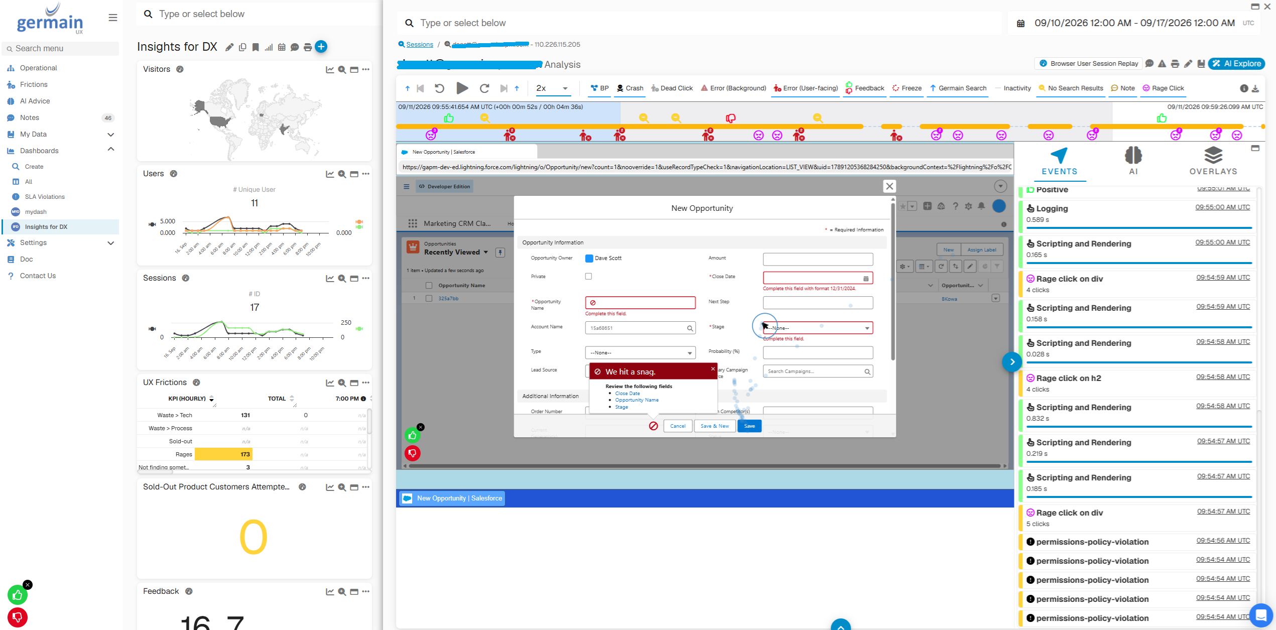 Session Replay of Salesforce Session Example