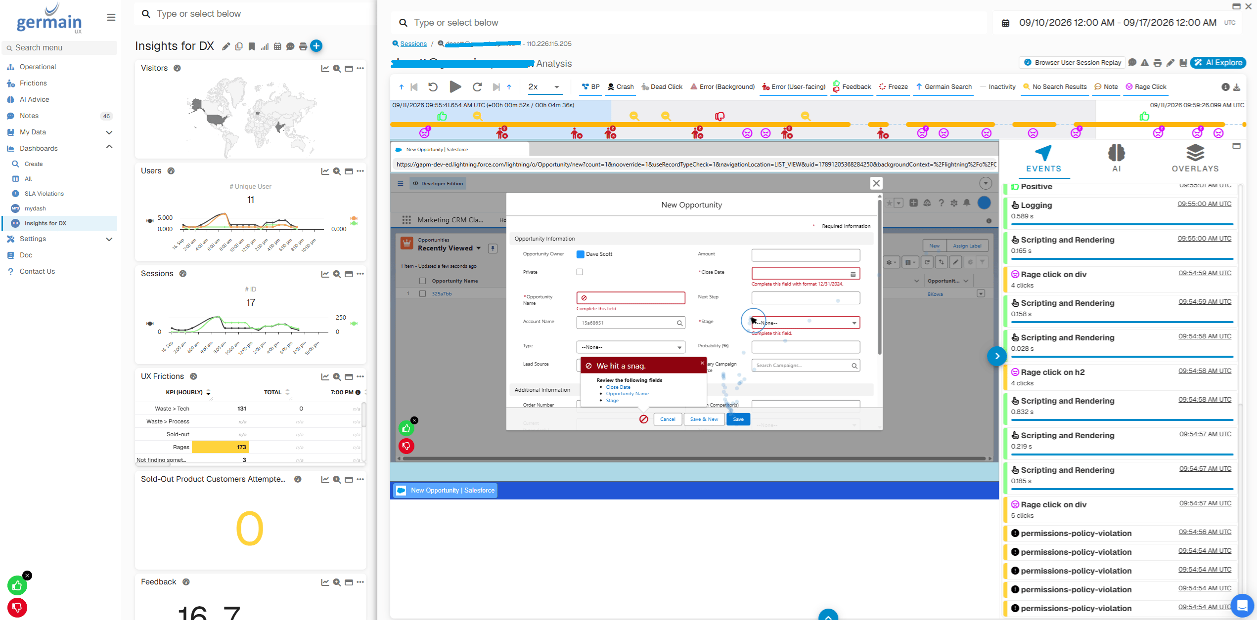 Session Replay of Salesforce Session Example