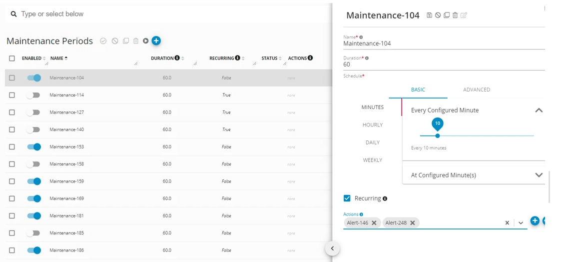 Maintenance Period: Configuration