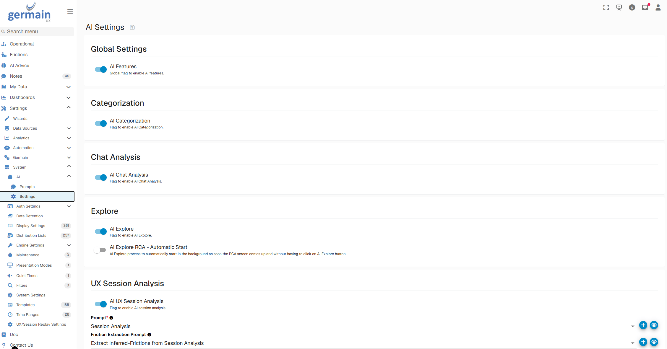 Enable or Disable AI Feature