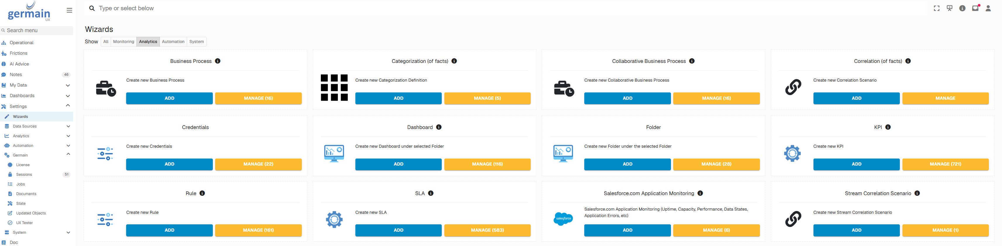Automated Analytics Config Wizards
