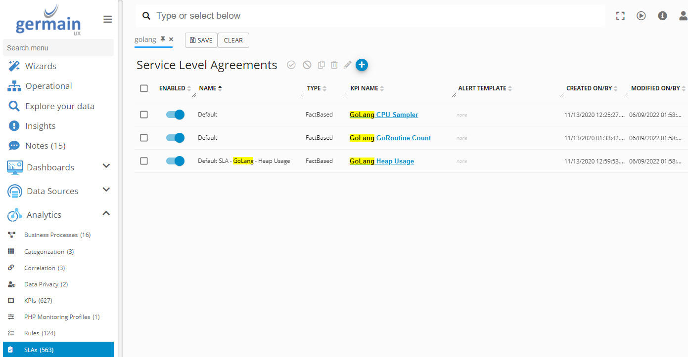 Configure Analytics, Automation, Dashboard and Report for GoLang: Verify the monitored application, image 3