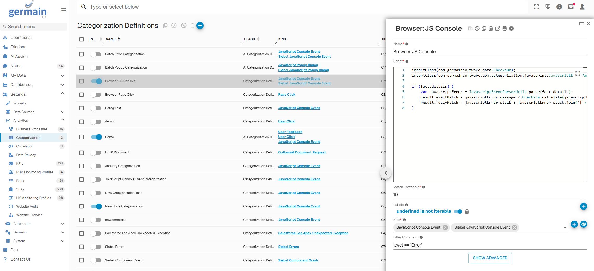 Categorization View