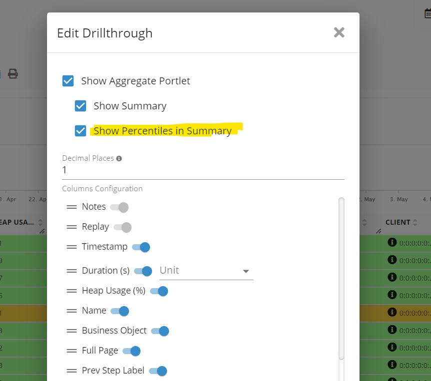 Percentiles on Drillthrough Dashboard