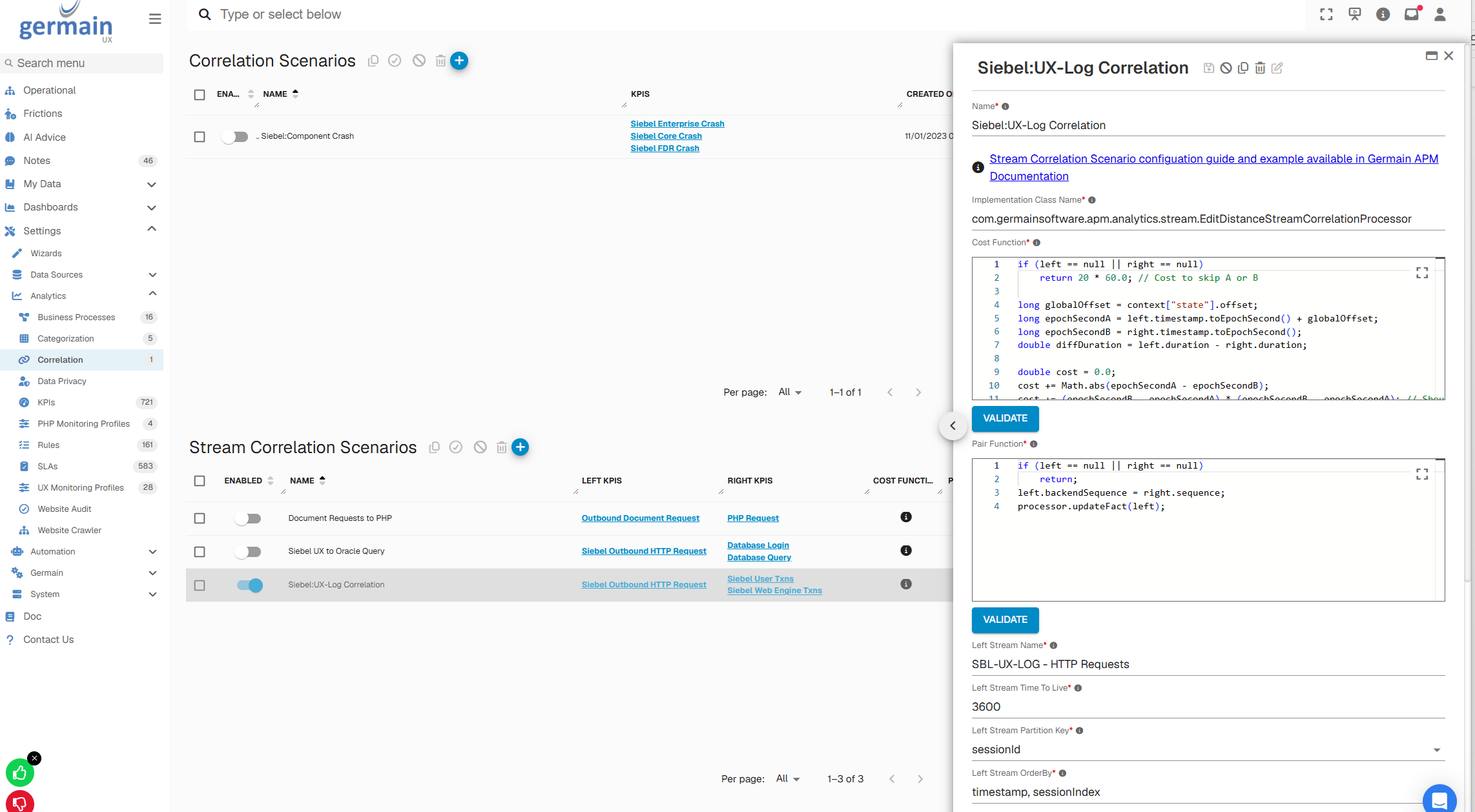 Stream Correlation Example for Siebel CRM Log