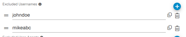 Configure User Monitoring and Session Replay: Exclude Usernames