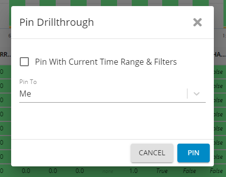 Options to Pin a Drill-through Dashboard