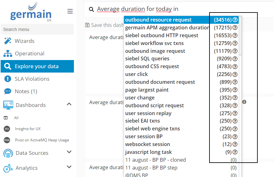 Data Point Count on Explore Your Data