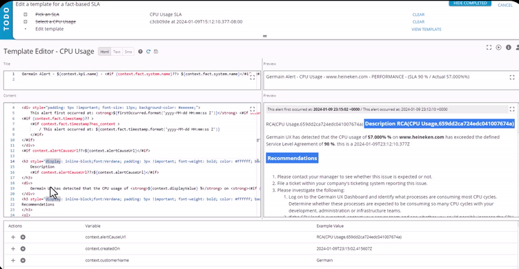 HTML template editor