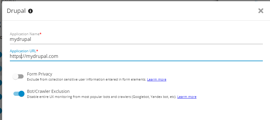 Application URL for Drupal