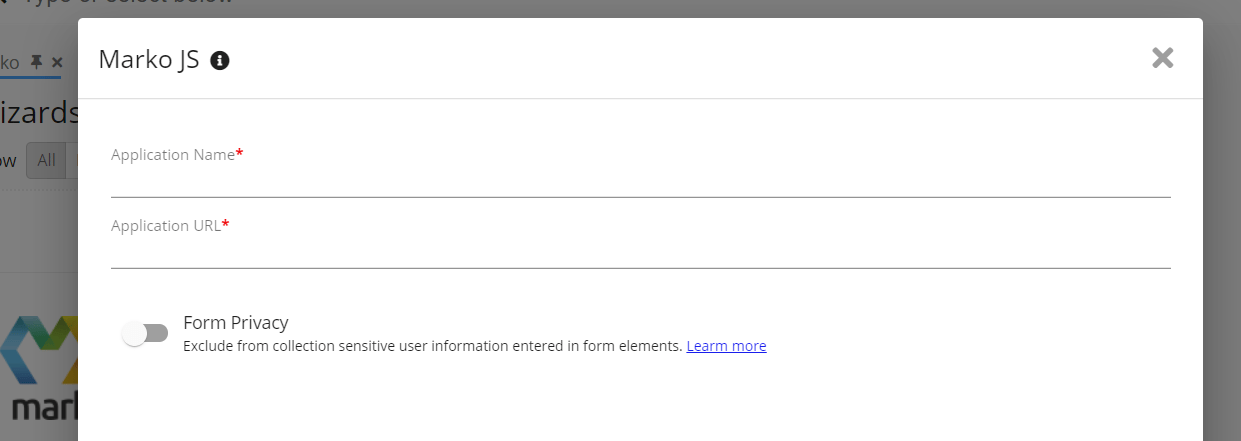 Application Name and URL for MarkoJS