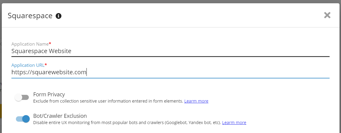 Deploy Monitoring for SquareSpace: Configure Squarespace in GermainUX, image 2