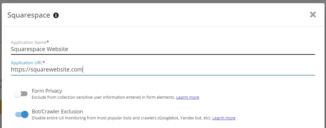 Deploy Monitoring for SquareSpace: Configure Squarespace in GermainUX, image 2