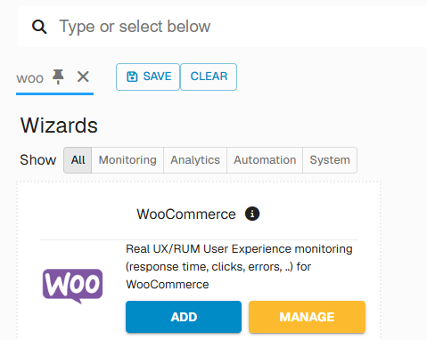 Deploy Monitoring for WooCommerce: 1 Open the WooCommerce Wizard