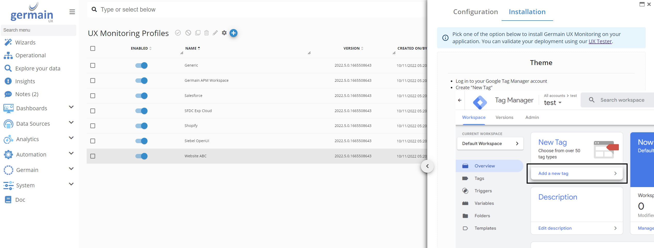 Deploy RUM JS (Google Tag Manager): 2. Retrieve the installation script