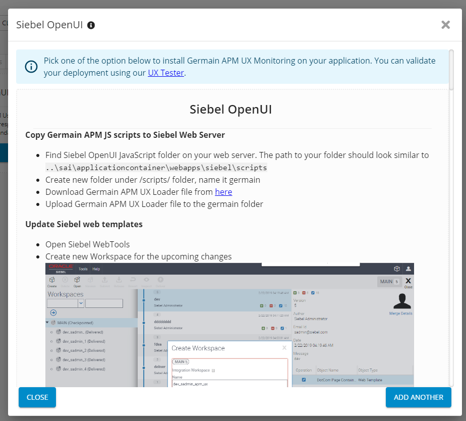 Siebel CRM OpenUI wizard in GermainUX