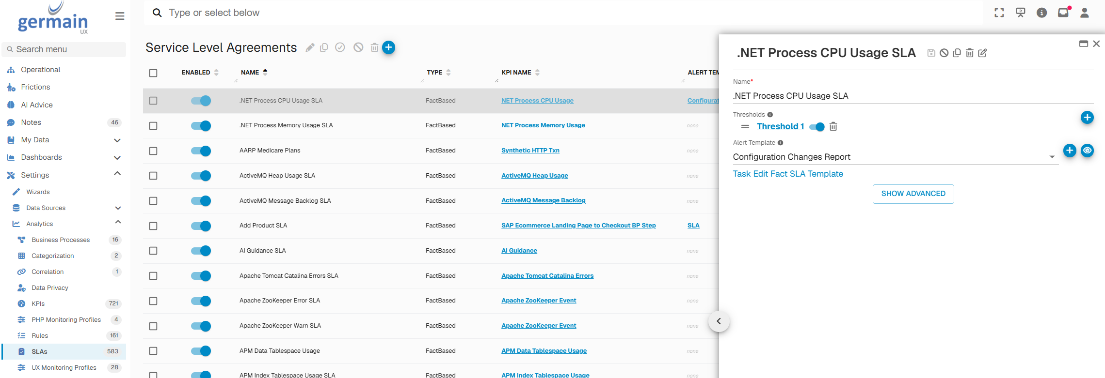 Configure SLA: Open SLA Configuration, image 2