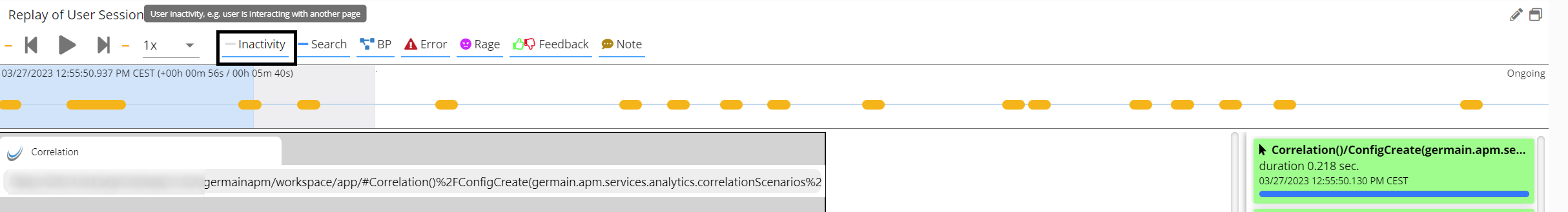 Session Replay with enabled user inactivity
