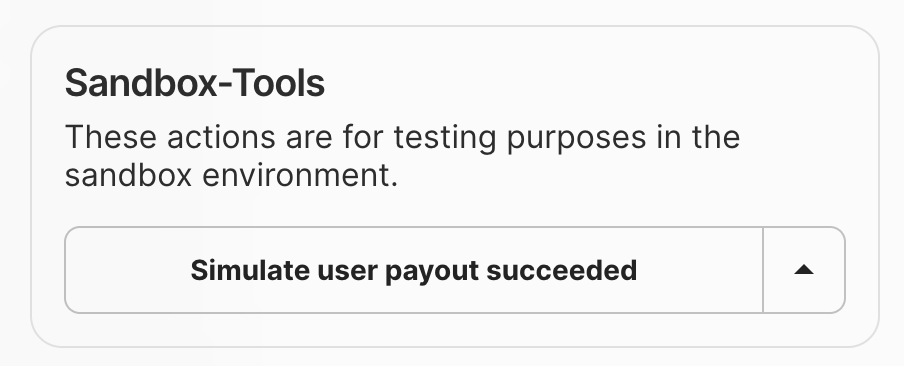 Sandbox tools for simulating payout flows