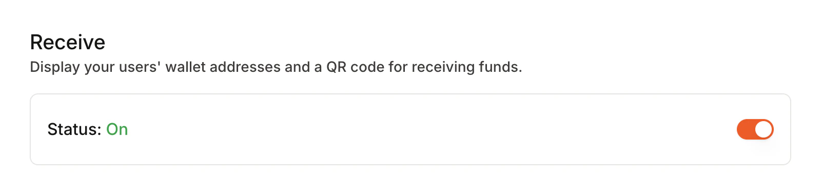 Developer Portal Receive Funds Configuration