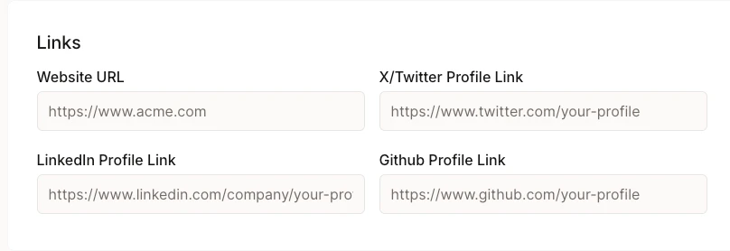 Developer Portal Social Links Configuration