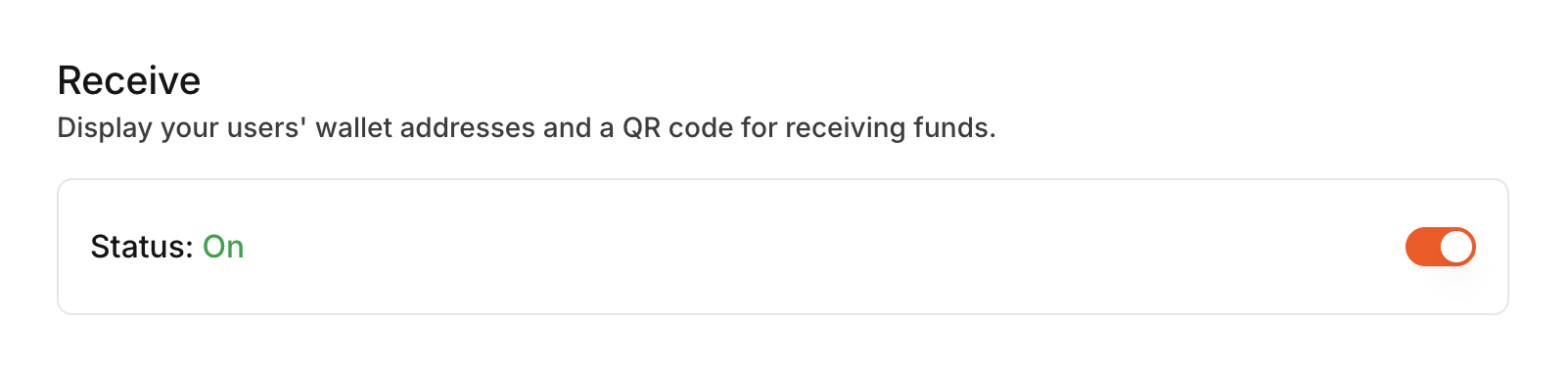 Developer Portal Receive Funds Configuration