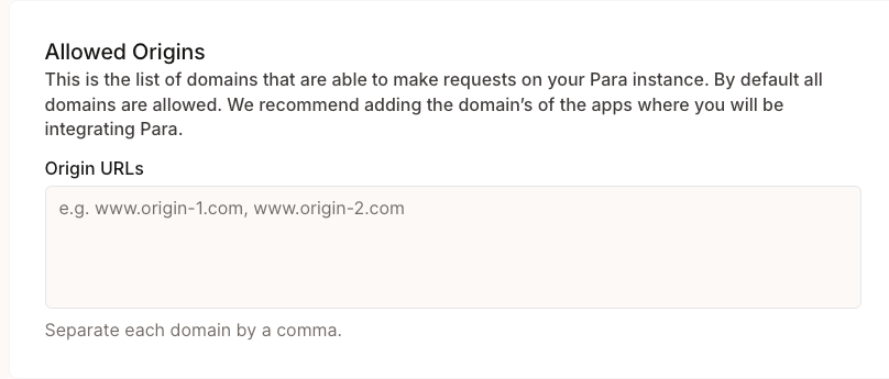 Developer Portal Allowed Origins Configuration