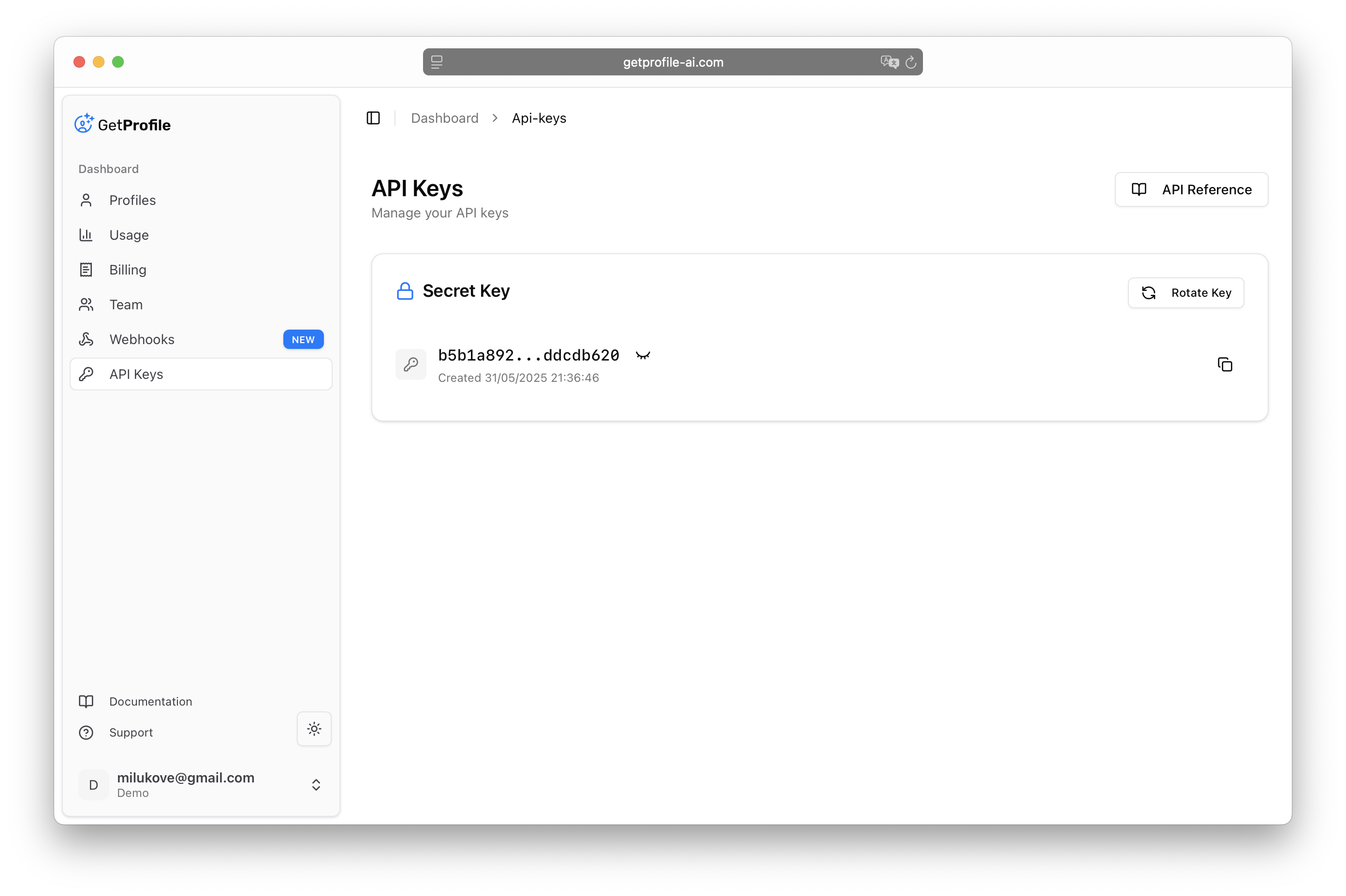 GetProfile API Key Management