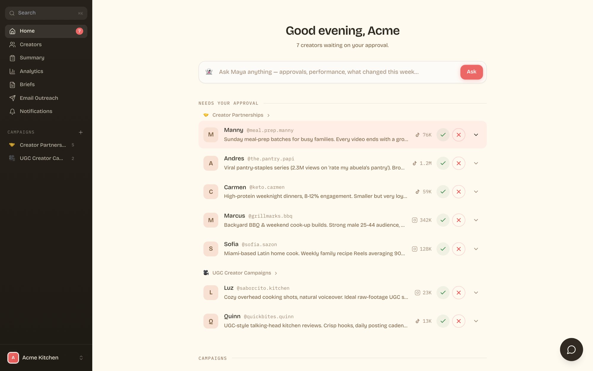 Brief editor with formatting toolbar and campaign tag