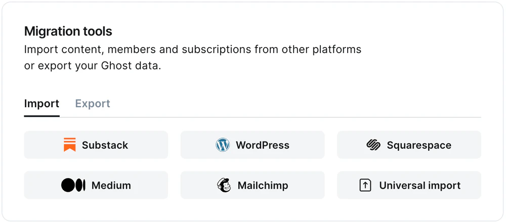 The in app Migrate Tools