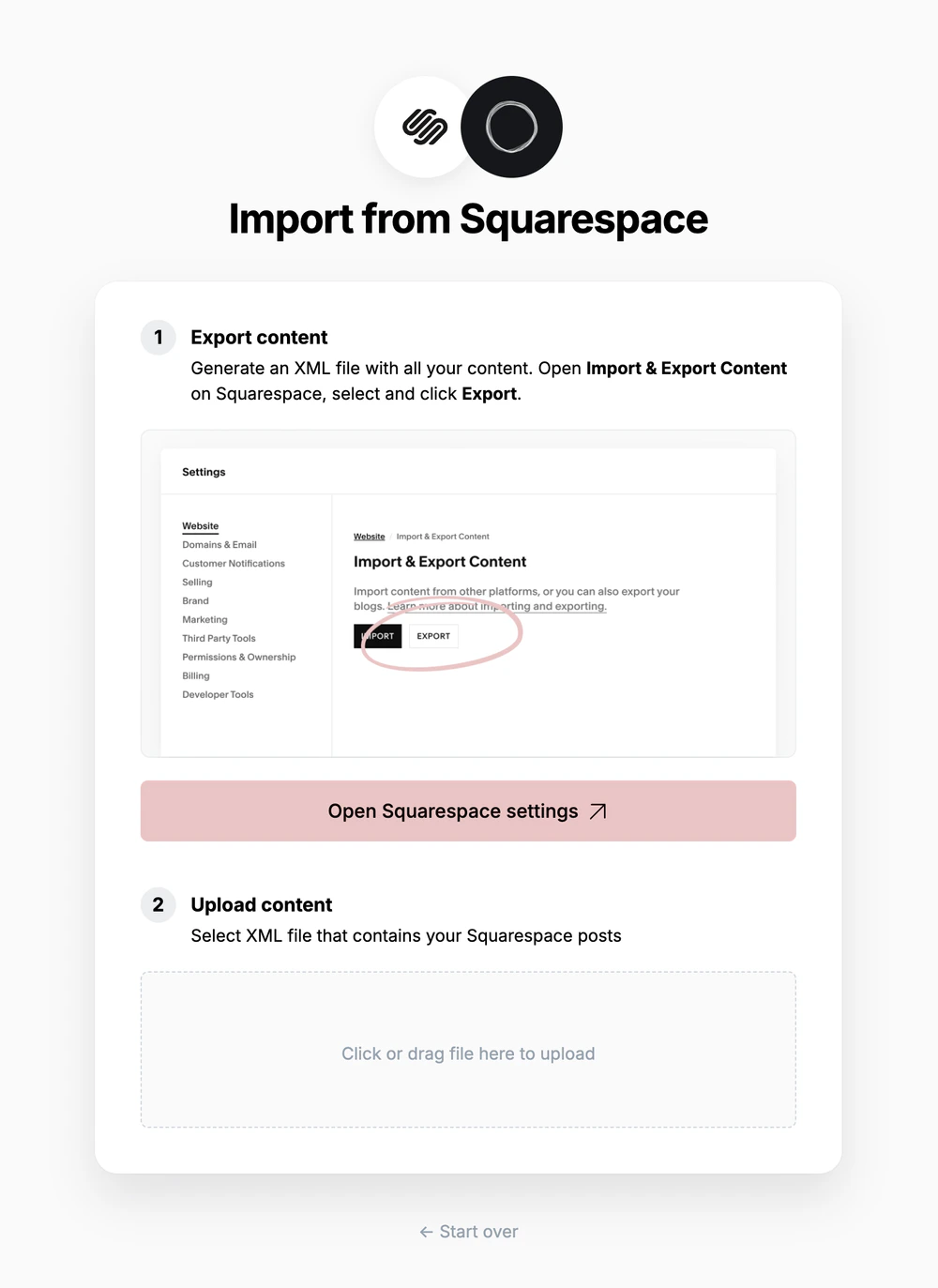 Squarespace Step 2