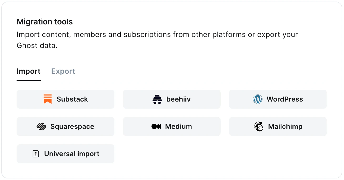 The in app Migrate Tools