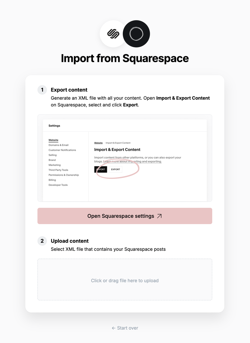 Squarespace Step 2