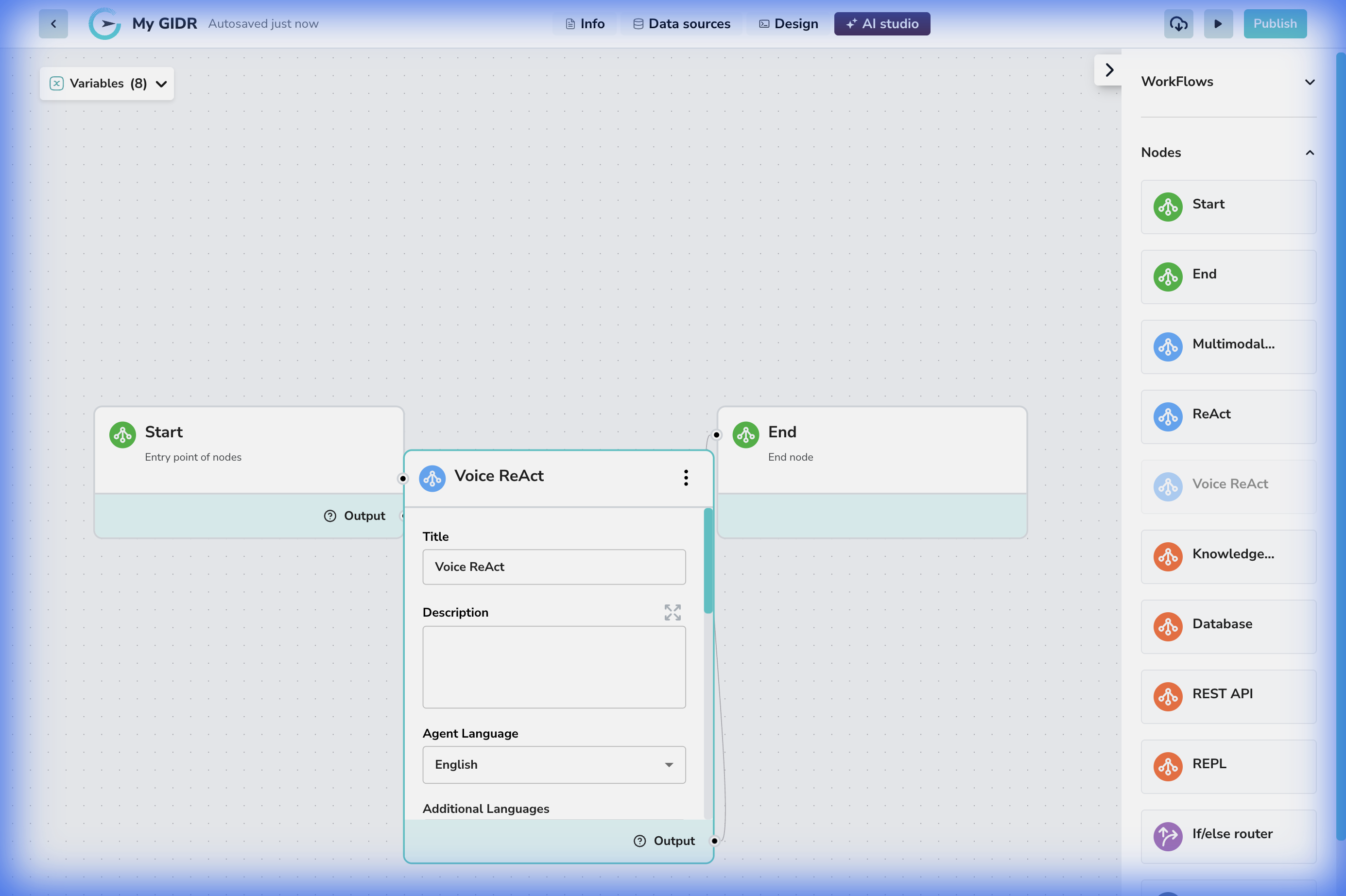 Voice ReAct Node Clean Workflow
