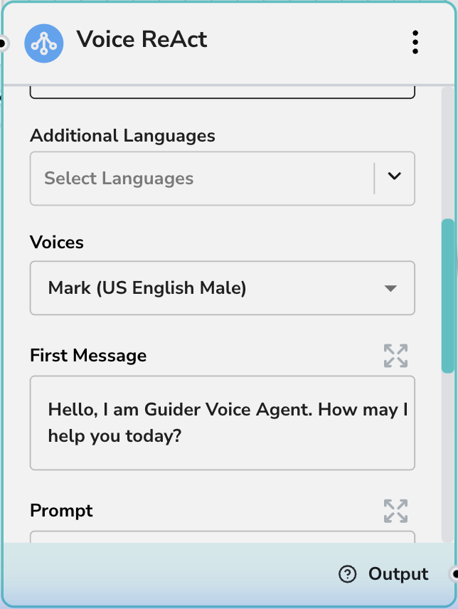 Voice ReAct Config Middle Section