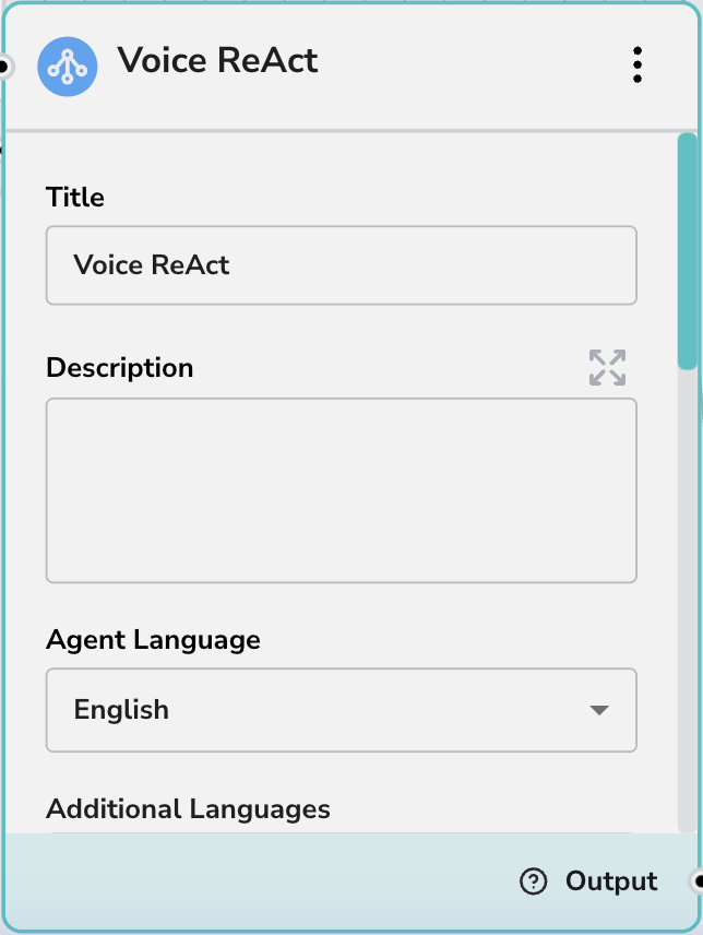 Voice ReAct Config Top Section