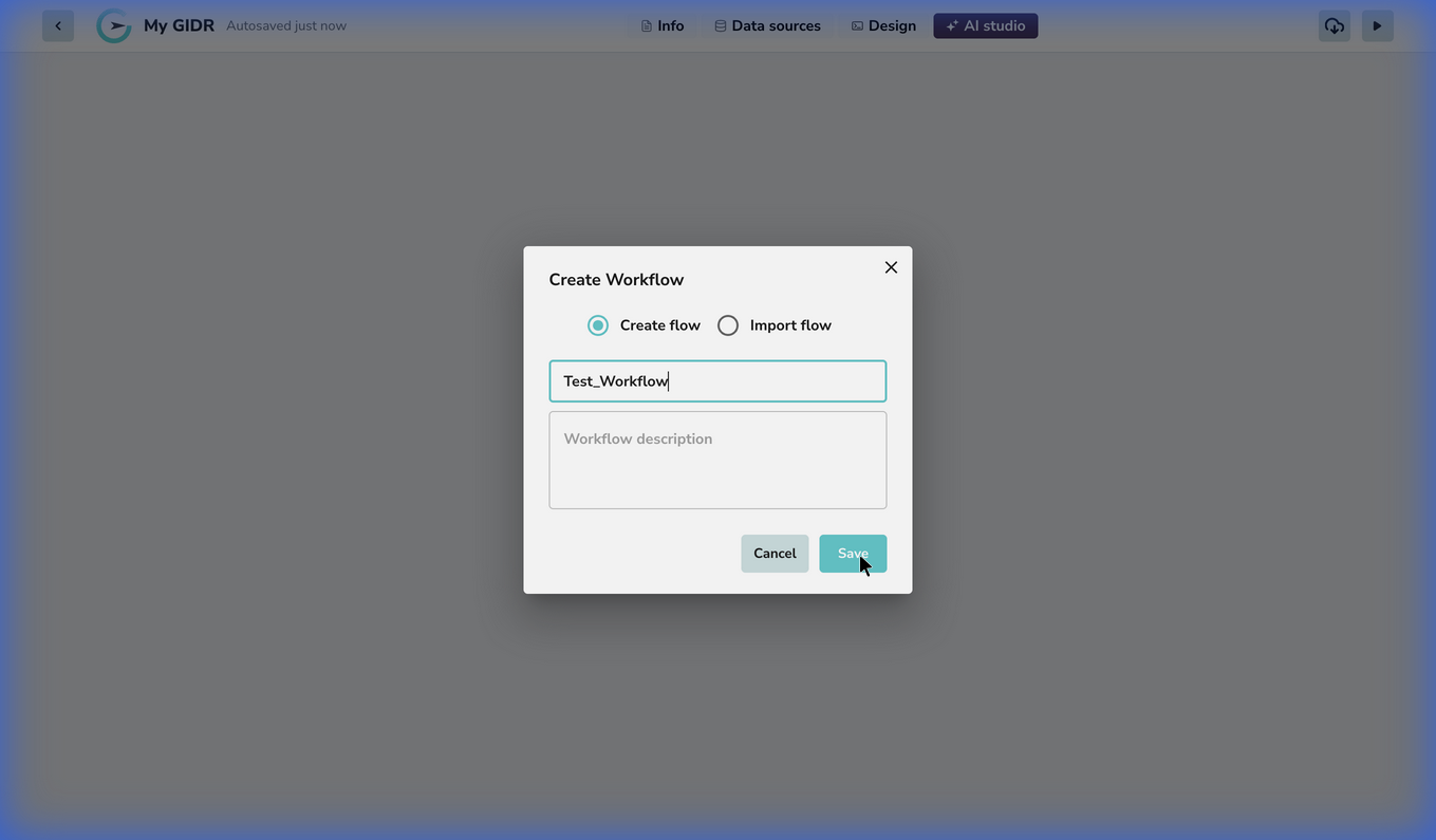 Create Workflow Dialog