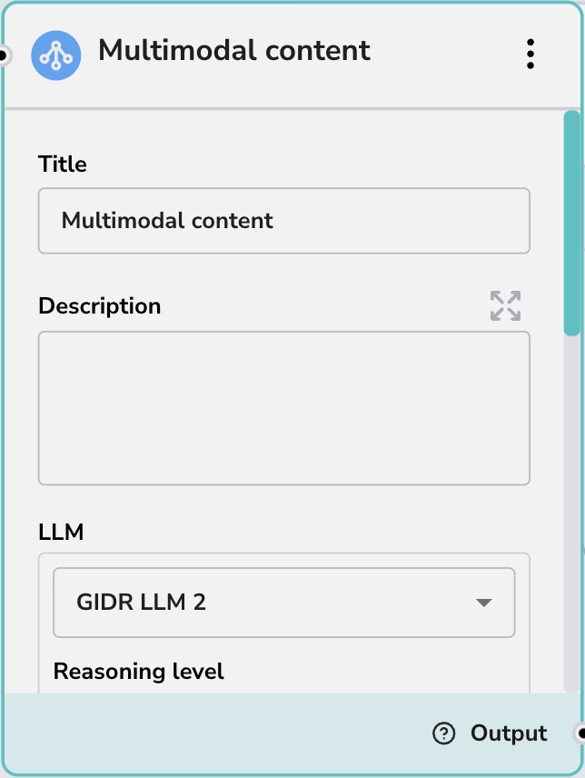 Multimodal Config Top Section