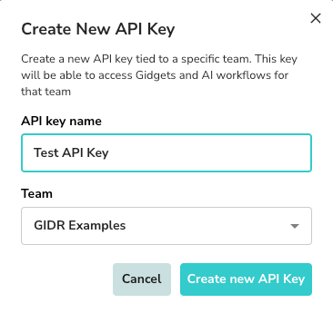 Create New API Key