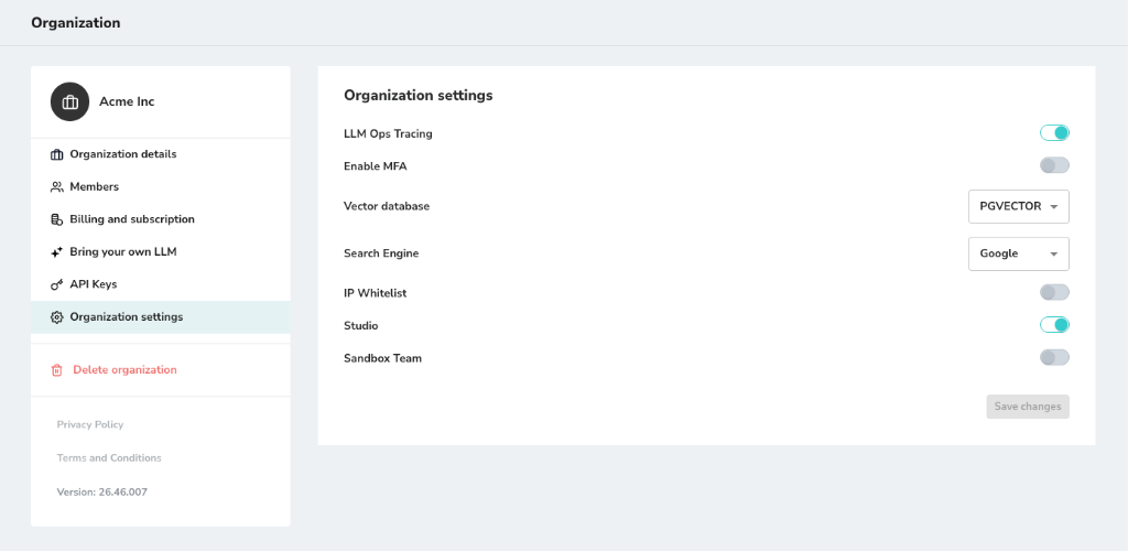 Organization Settings