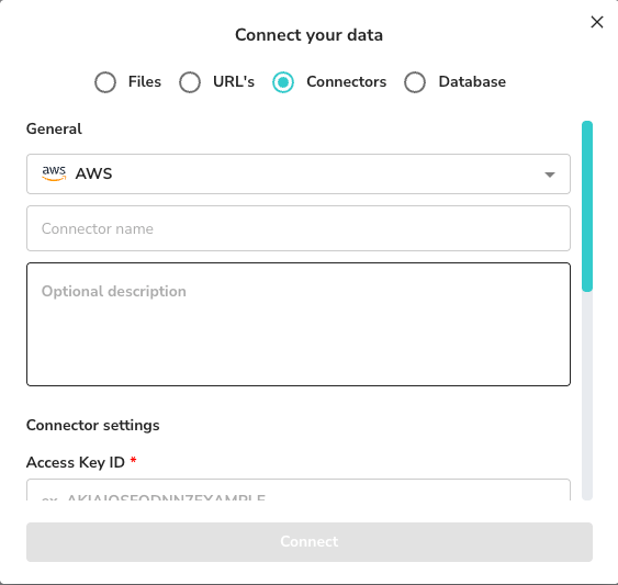 Connect AWS S3 Modal