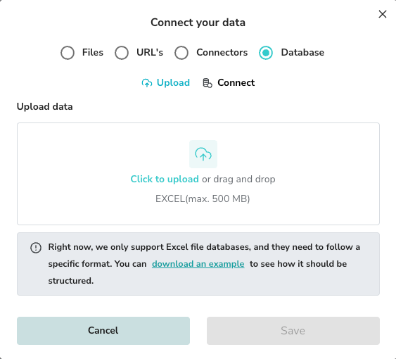 Upload Database Modal